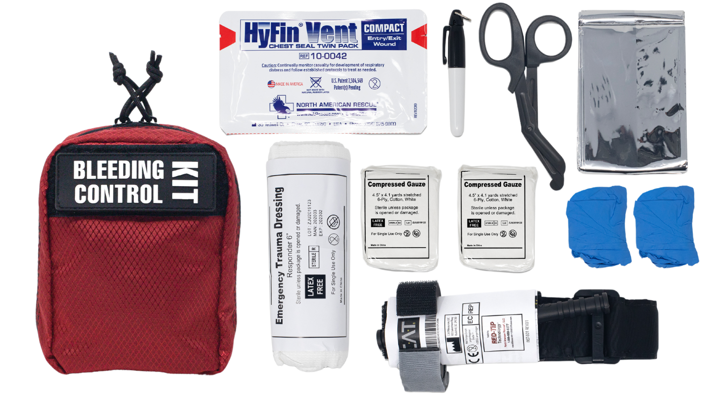 Intermediate Bleeding Control Kit with all contents laid out